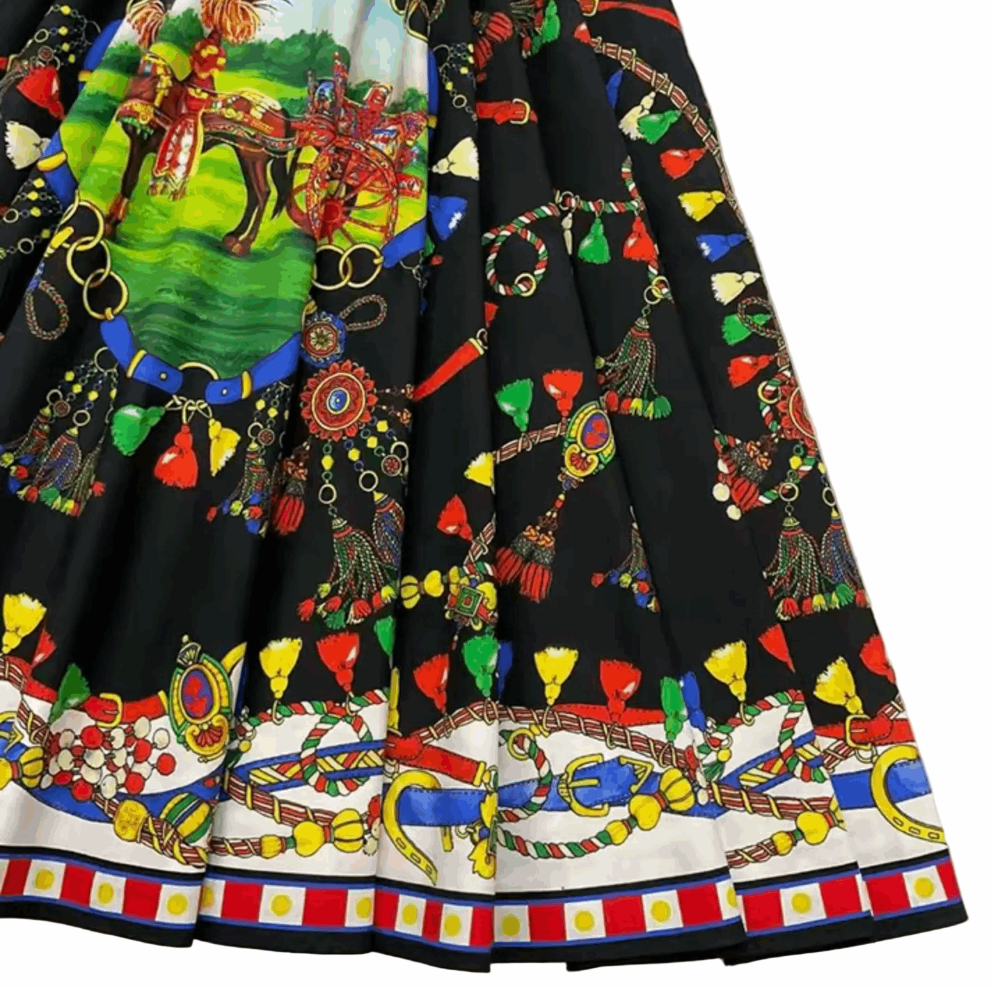 Sicilian Carnival Cotton Midi Dress with Pockets