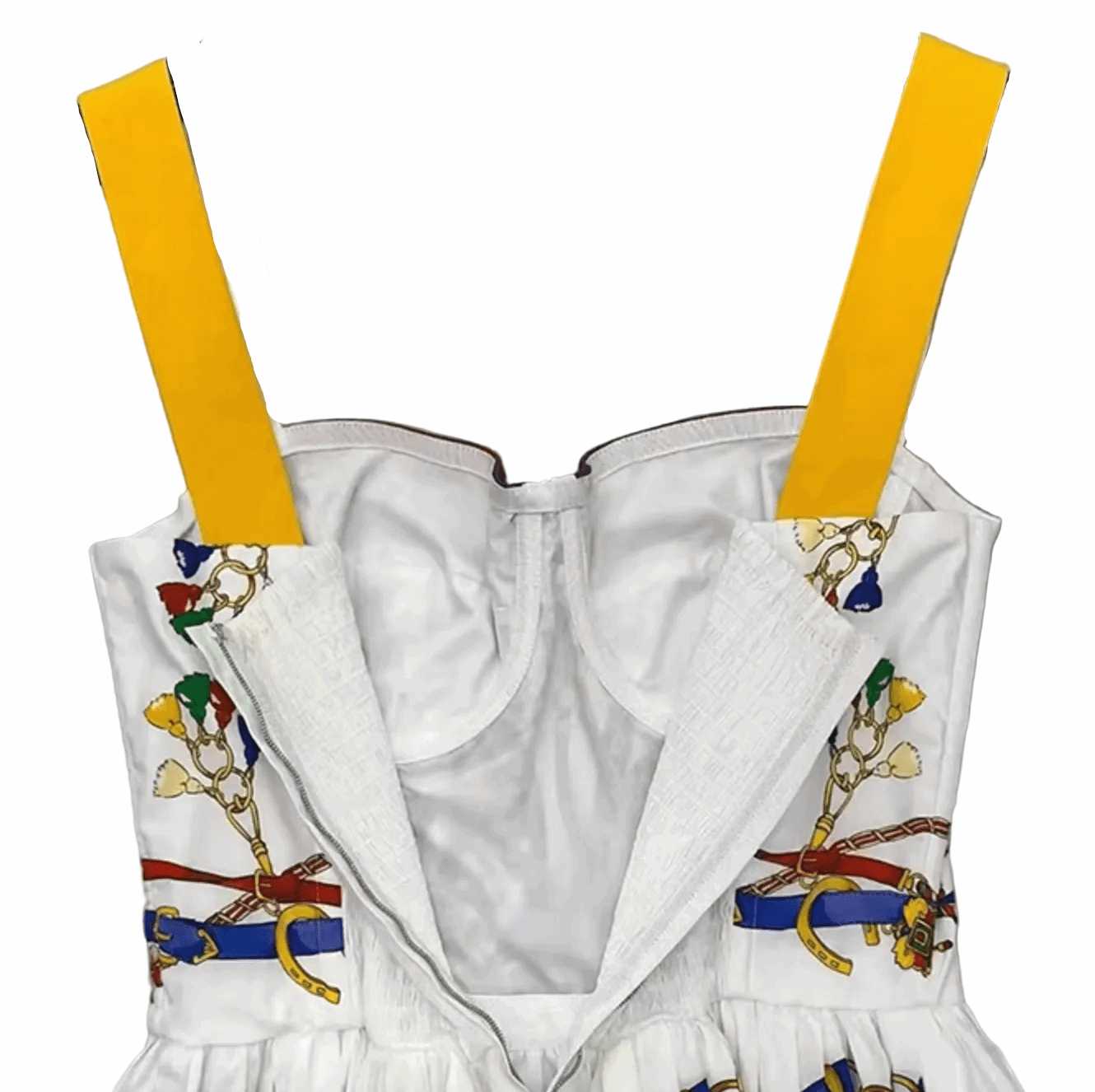 Sicilian Carnival White Cotton Midi Dress