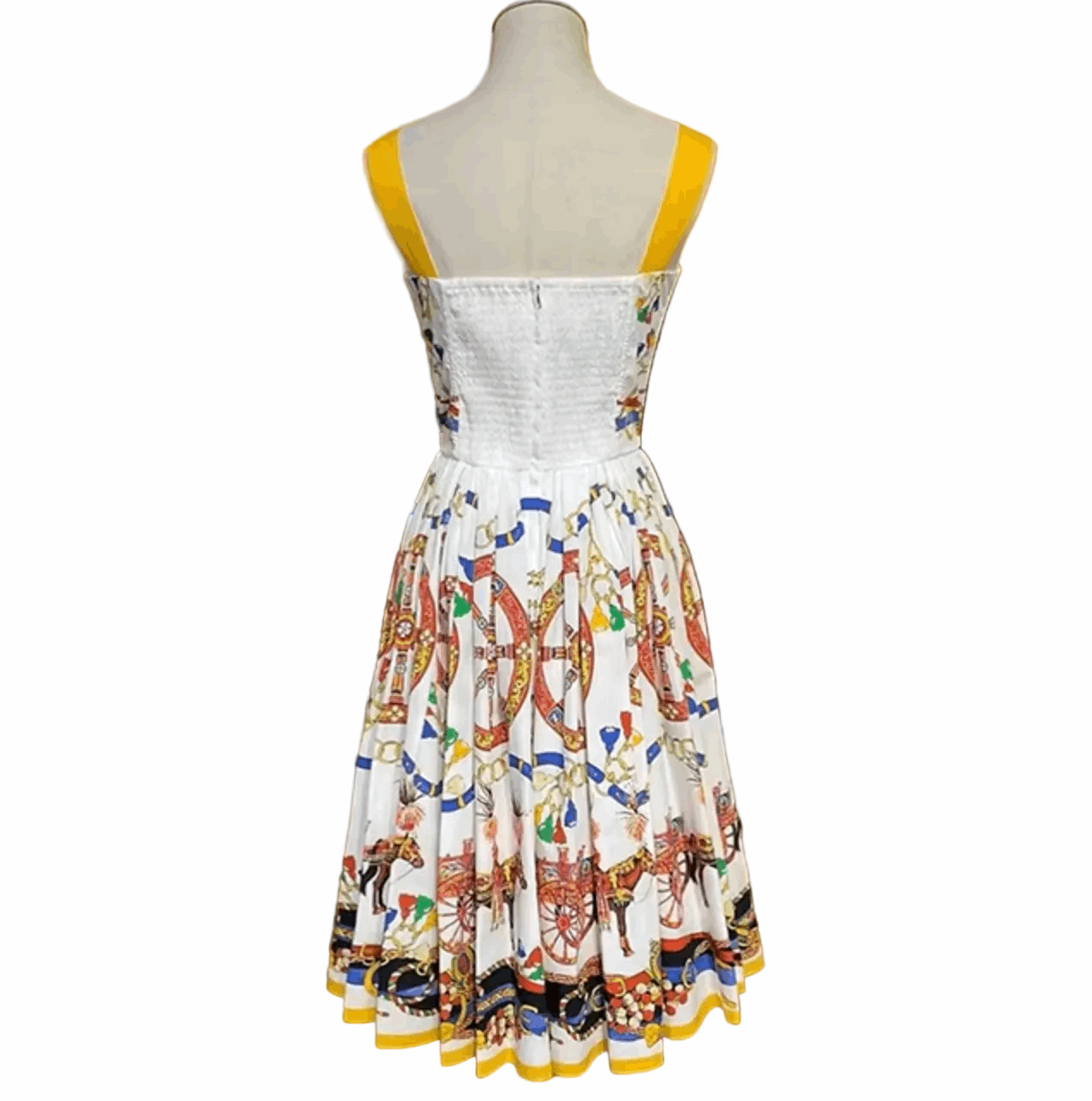 Sicilian Carnival White Cotton Midi Dress