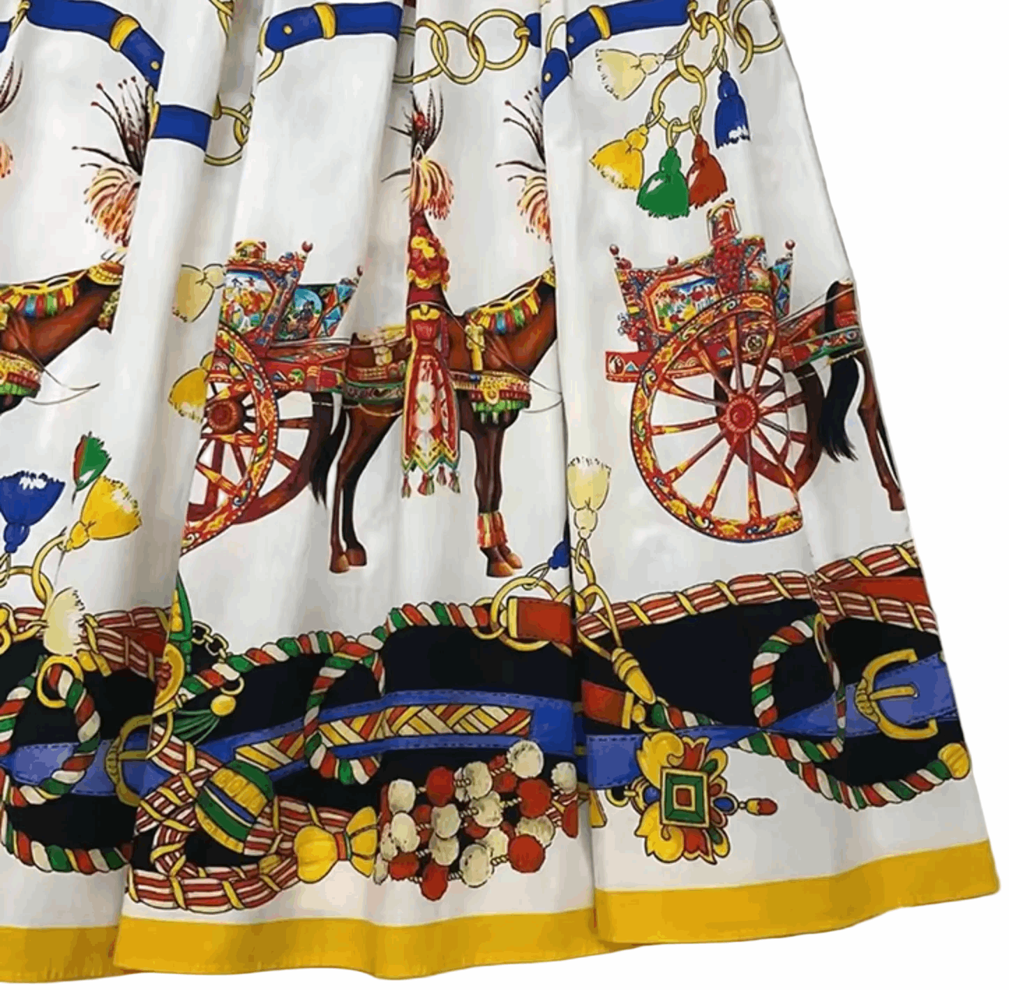 Sicilian Carnival White Cotton Midi Dress