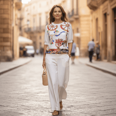 Sicilian Carnival White Silk & Wool Knitted Top