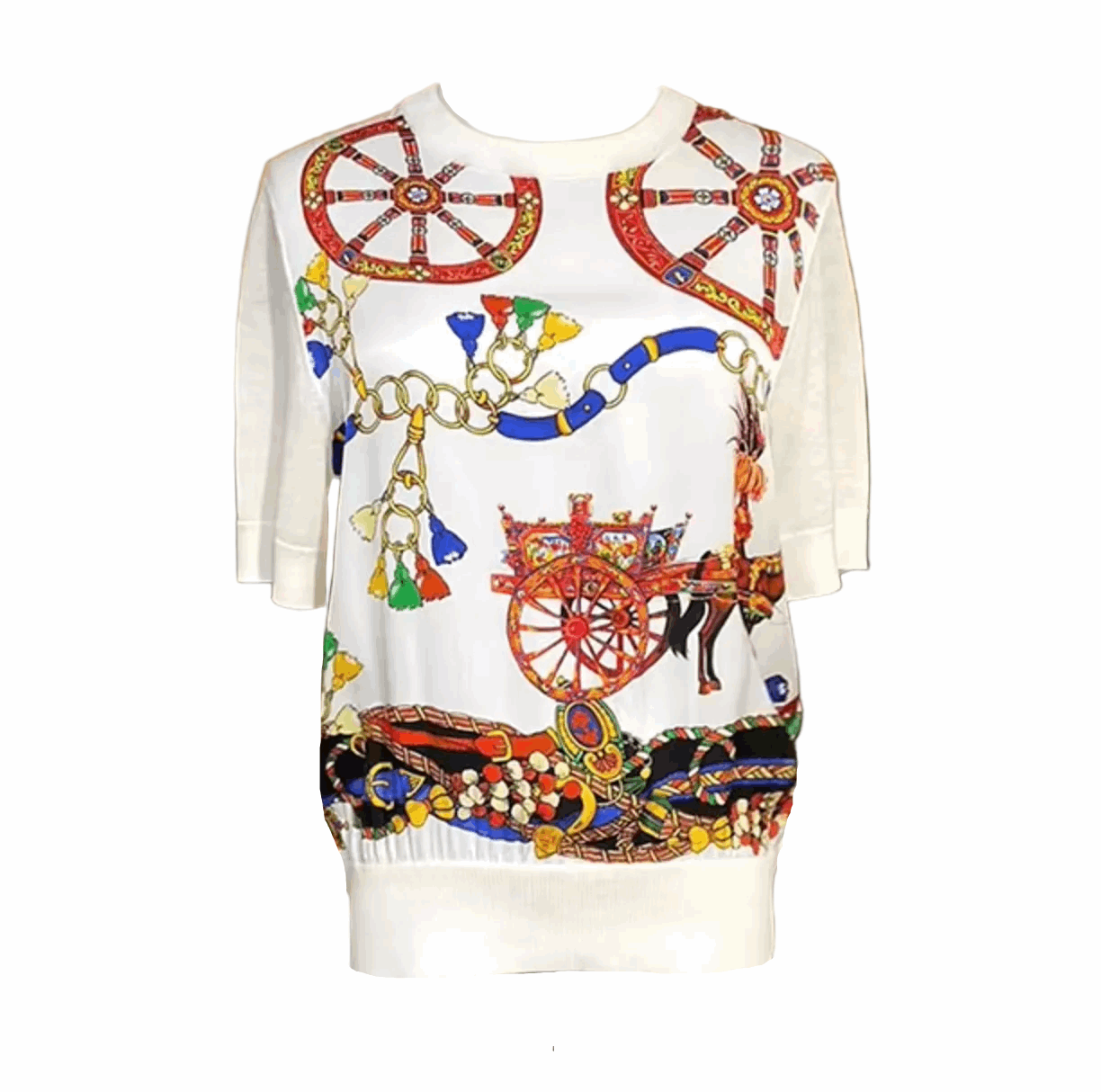 Sicilian Carnival White Silk & Wool Knitted Top