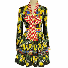 Sicilian Lemons Cotton Knee Length Skirt
