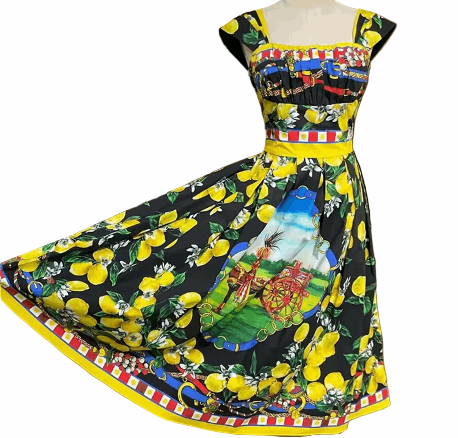 Sicilian Lemons Cotton Midi Dress