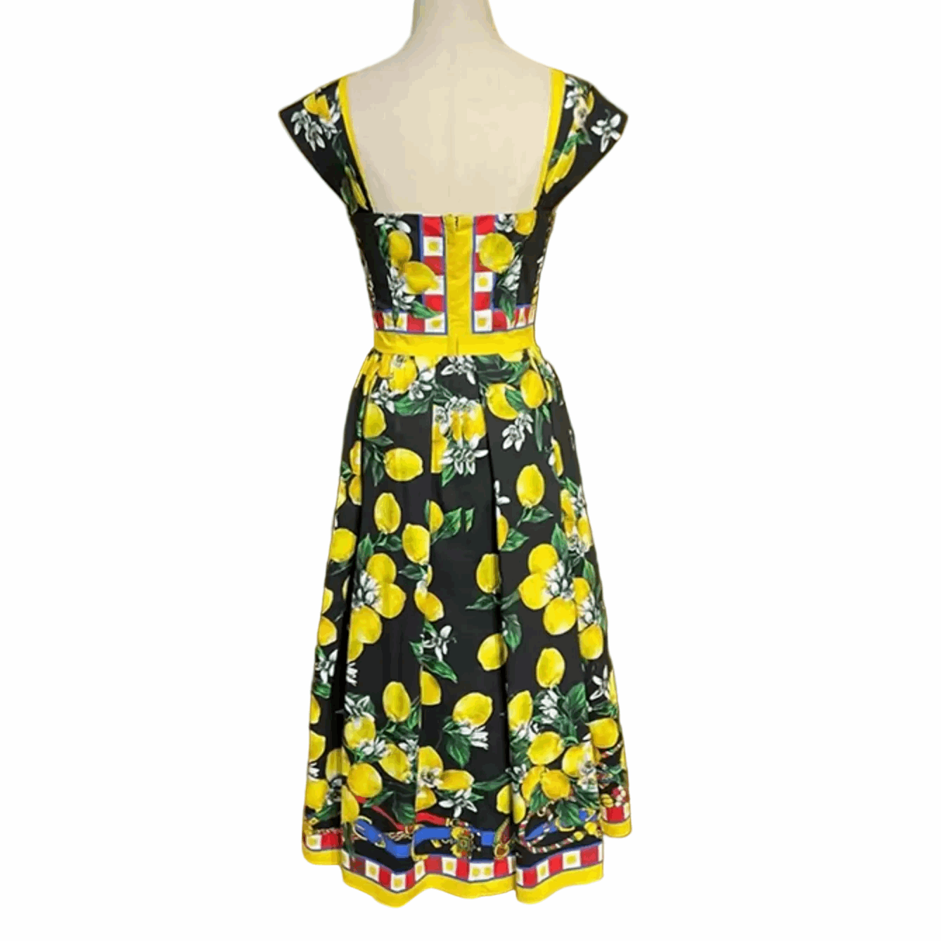 Sicilian Lemons Cotton Midi Dress