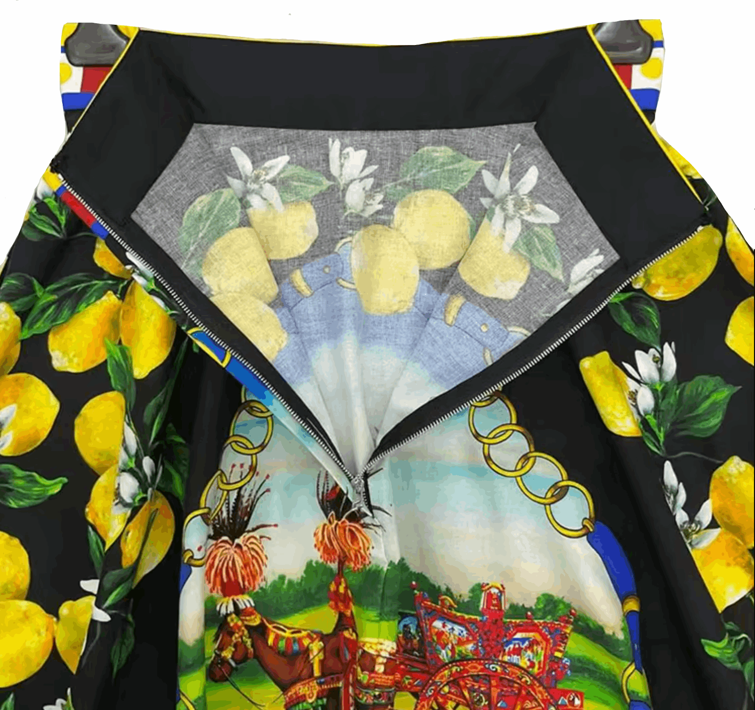 Sicilian Lemons Cotton Midi Skirt