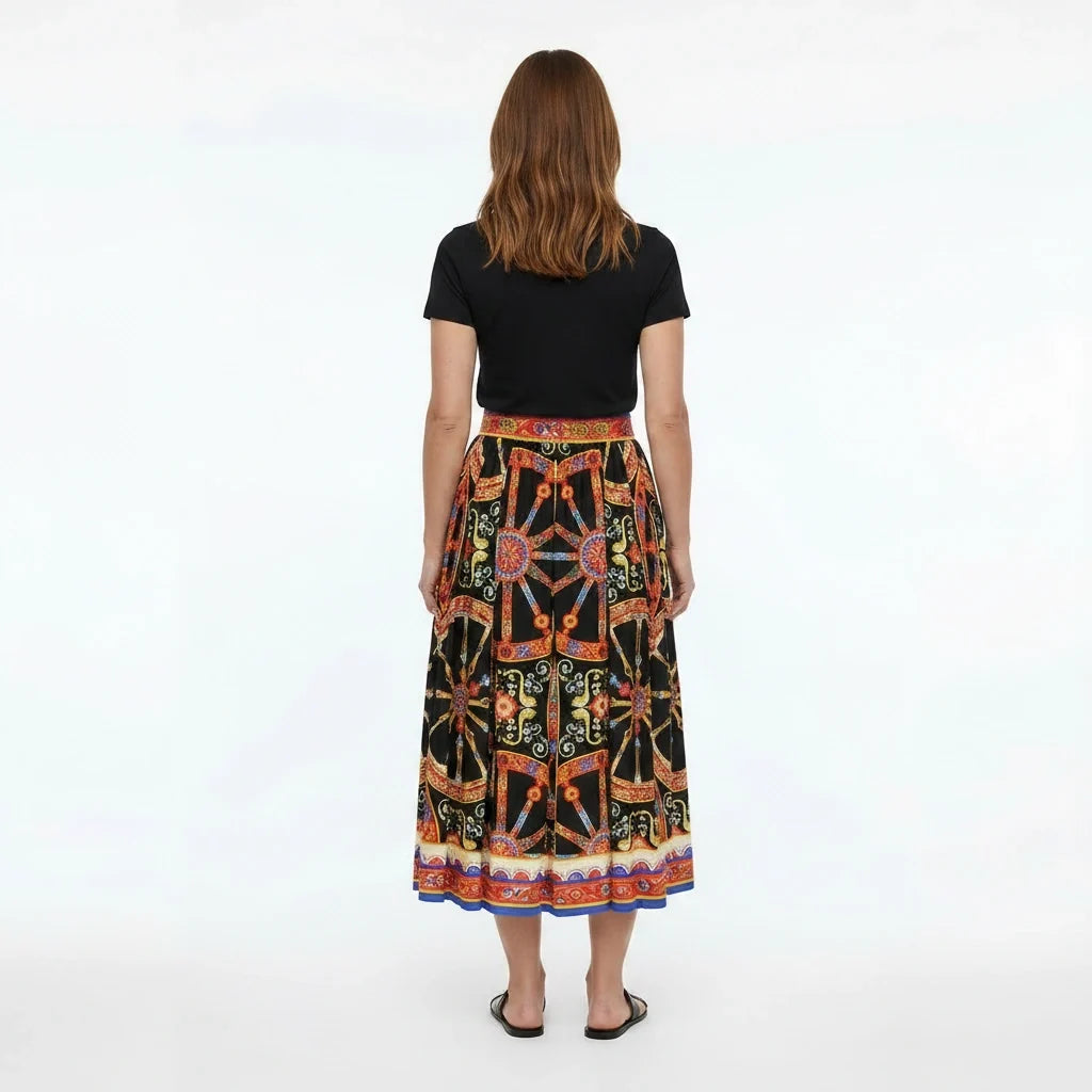 Sicilian Carretto Cotton Midi Skirt