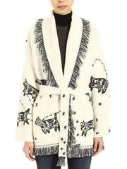 Two-Toned Fringed Wool And Cashmere Cardigan