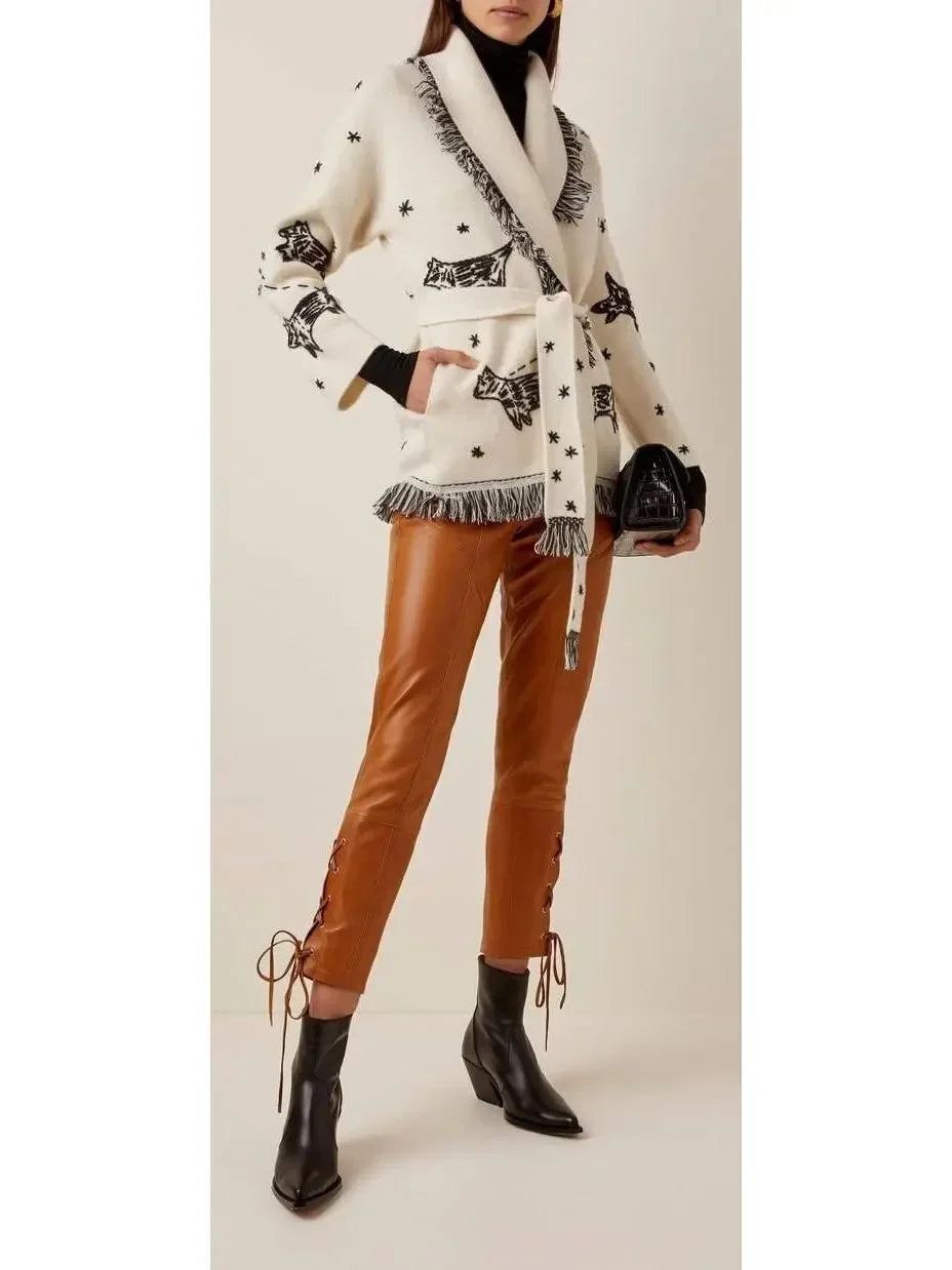 Two-Toned Fringed Wool And Cashmere Cardigan