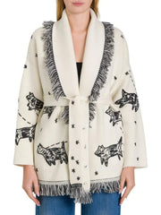 Two-Toned Fringed Wool And Cashmere Cardigan
