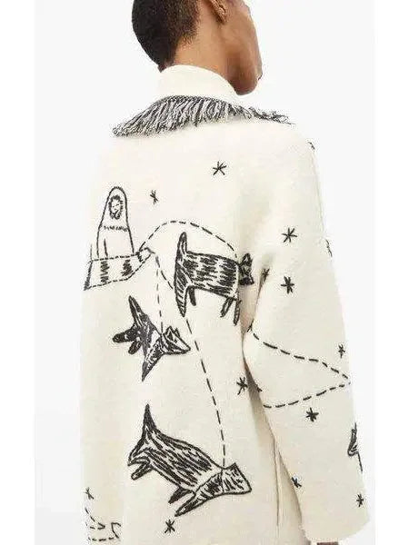 Two-Toned Fringed Wool And Cashmere Cardigan