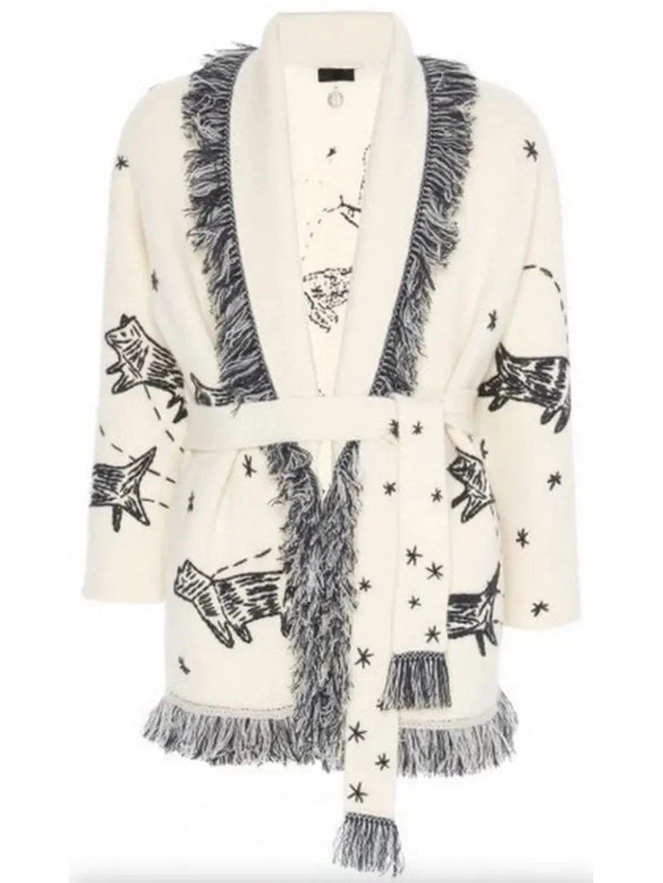 Two-Toned Fringed Wool And Cashmere Cardigan