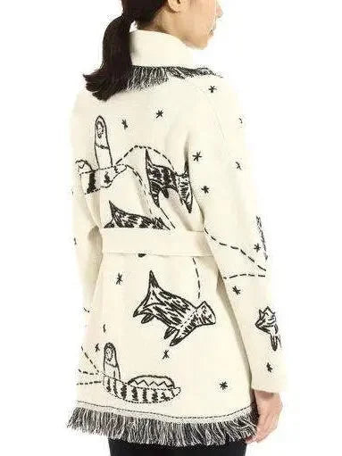 Two-Toned Fringed Wool And Cashmere Cardigan