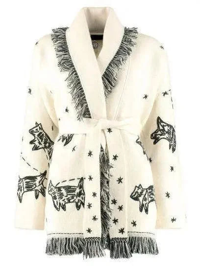 Two-Toned Fringed Wool And Cashmere Cardigan