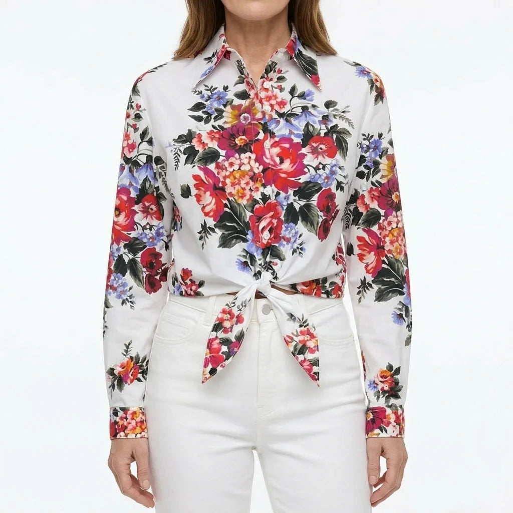 Floralia Italiana White Cotton Blouse