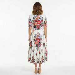 Floralia Italiana Cotton Midi Dress with Pockets