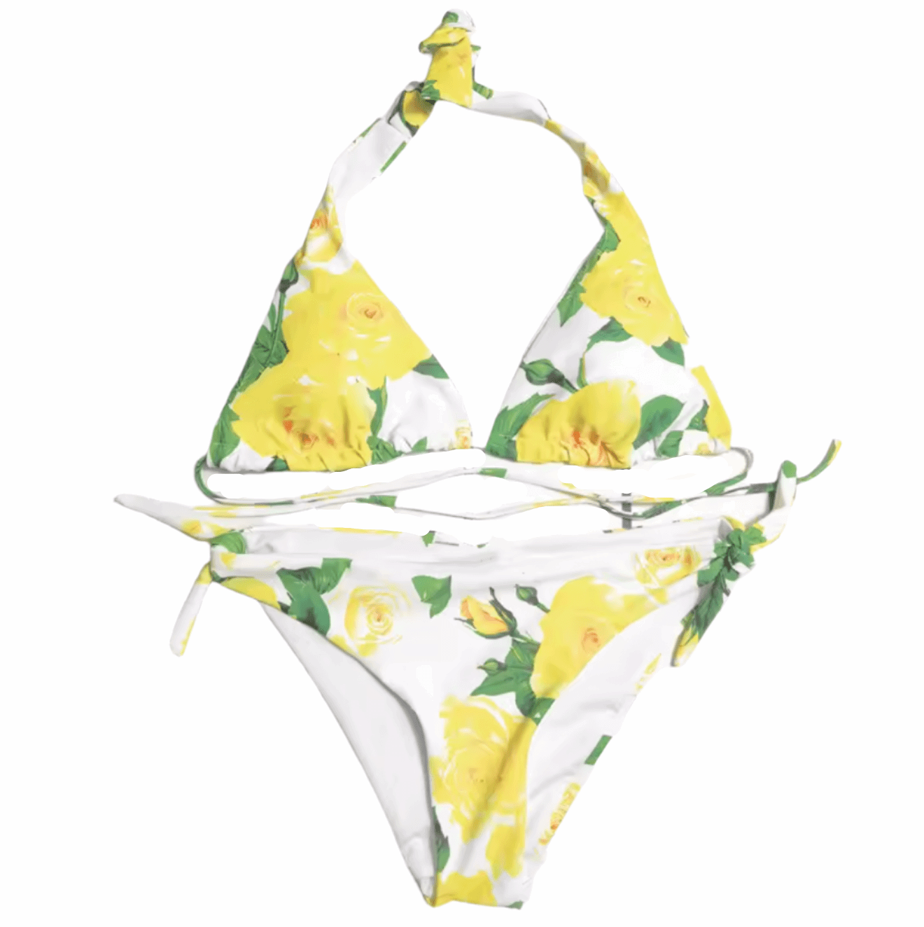 Yellow roses print bikini