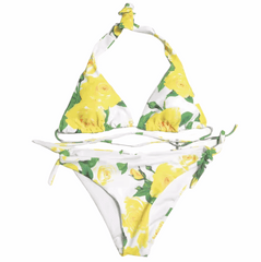 Yellow roses print bikini