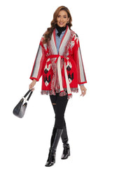 BOHO GYPSY stylish Icon Jacquard Belted Cardigan