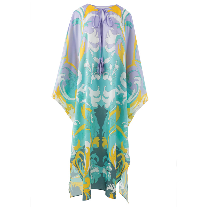 Italian Fashion Summer Silk Kaftan Dress Loose Maxi Oversized