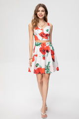 Luxury Designer Inspired spring and summer new quality women's girls cotton printed fashion suit with chest wipe vest and high waist large swing half skirt